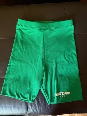 Women’s White Fox‎ Boutique High rise Green Ribbed Athletic Bike Shorts size XS